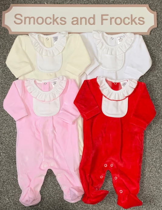 Girls Velour Personalised Babygrow