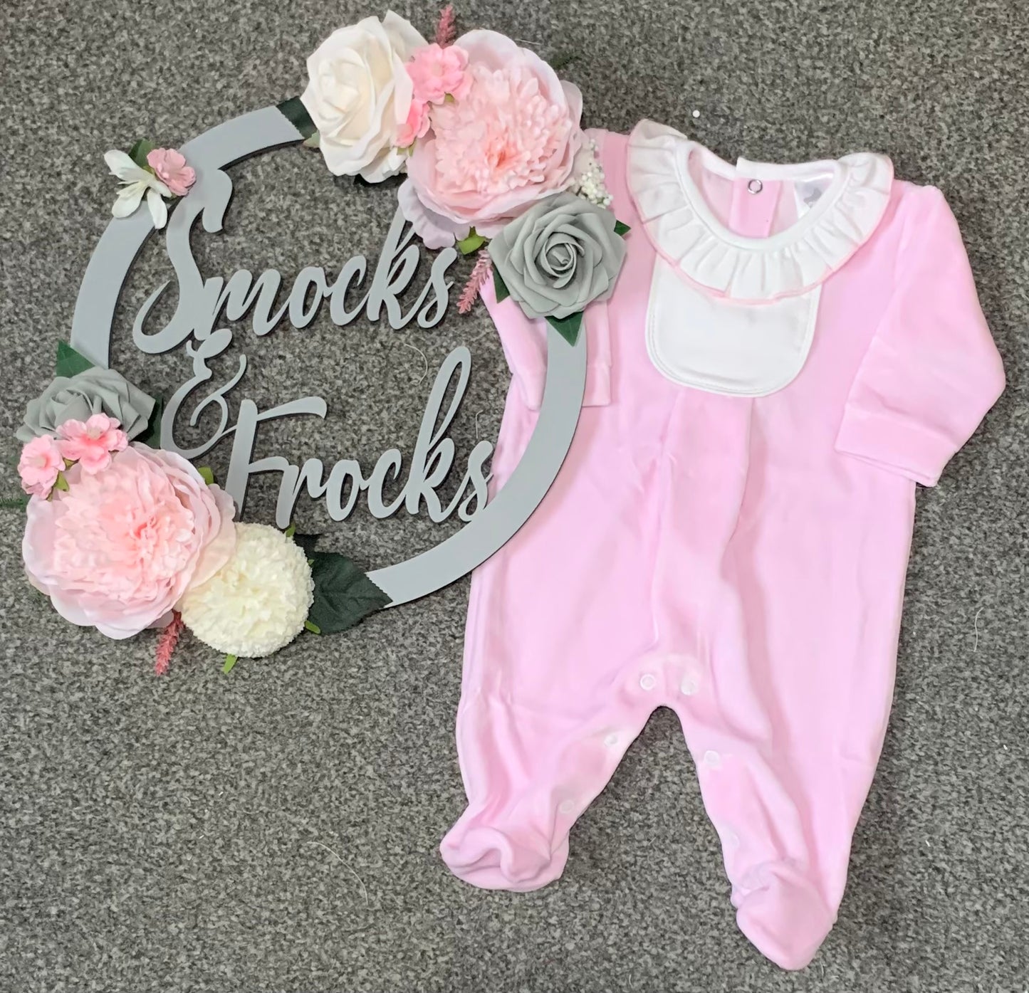 Girls Velour Personalised Babygrow