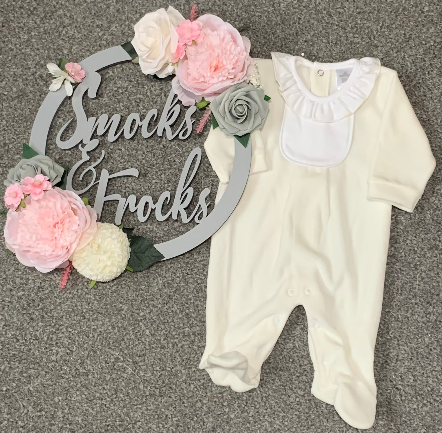 Girls Velour Personalised Babygrow