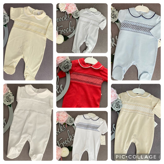 Boys Babygrow with Smocked Detail - sg68