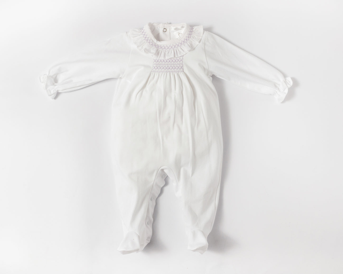 White and Lilac Smocked Babygrow - DBV22317