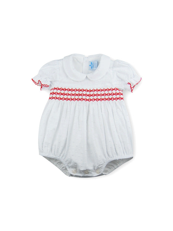 White Smocked Detail Romper - 022LA-461