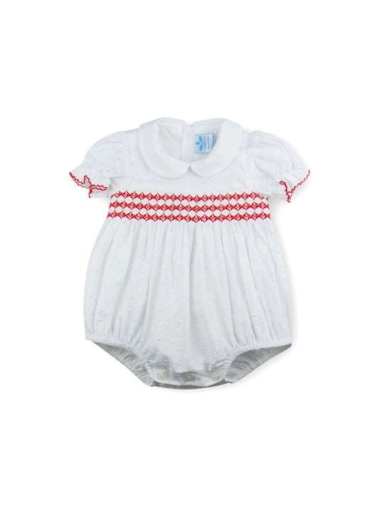 White Smocked Detail Romper - 022LA-461