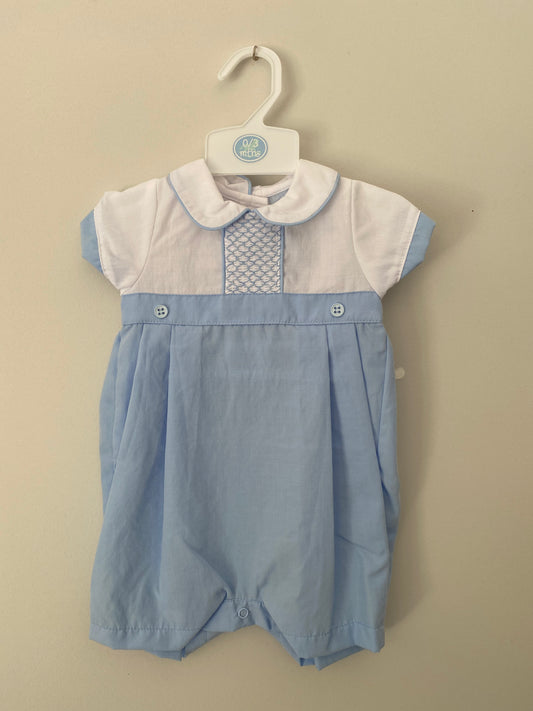 Blue Smocked Romper - W22071