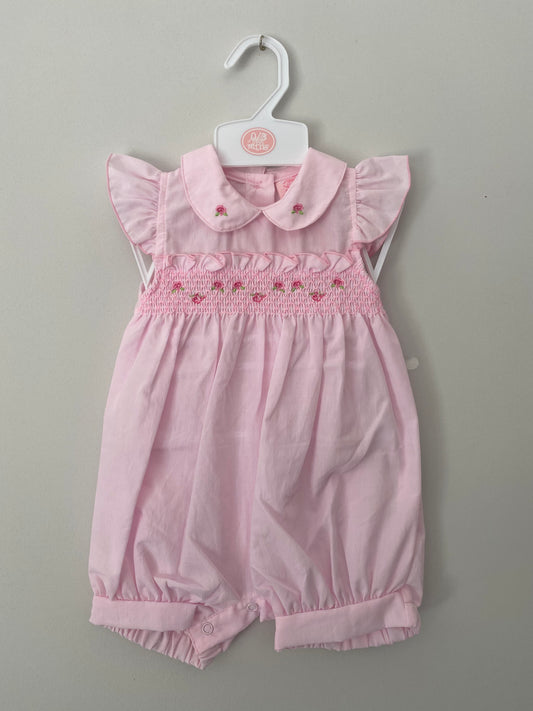 Pink Smocked Romper - W22046