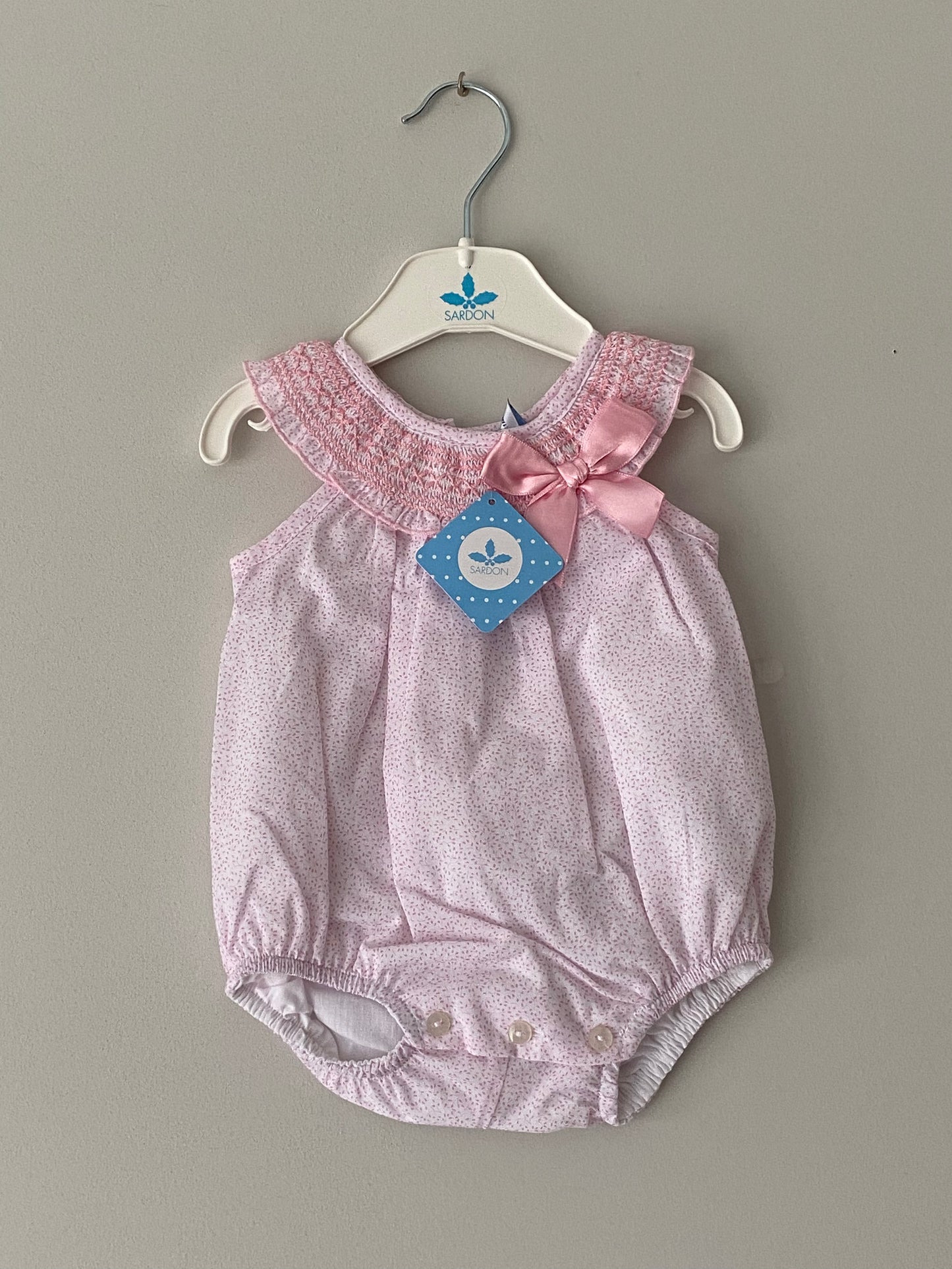 Baby Romper with Smocked and Bow Detail - 22LA-466