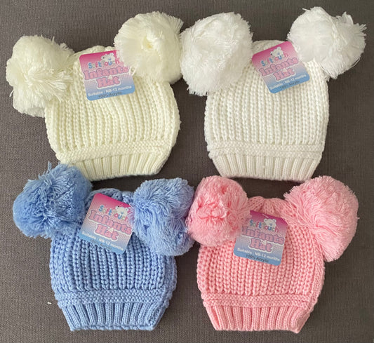 Baby Hat with Double Pom Pom - H460