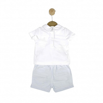 Boys White and Blue Smocked Short Set - MB4905