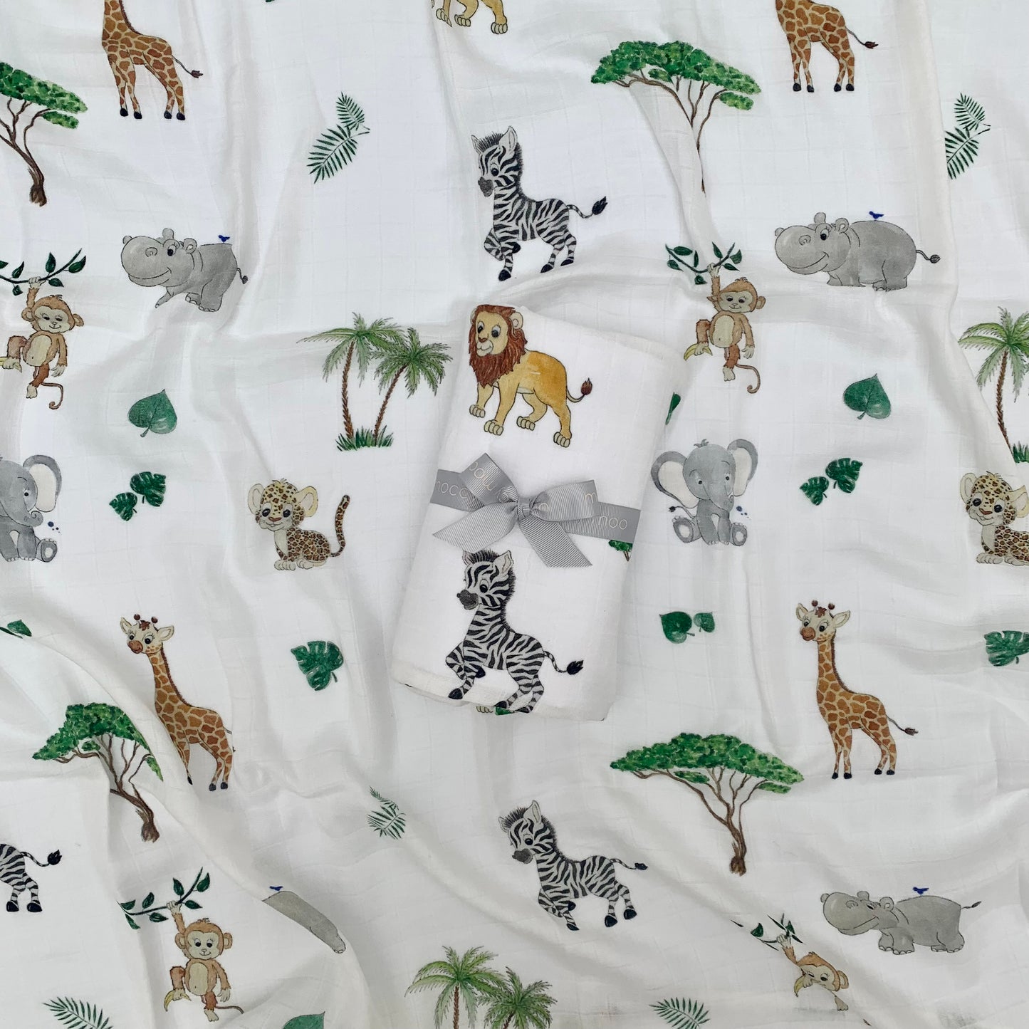 Moccy Moo - XL Muslin Swaddle - Safari Snuggles