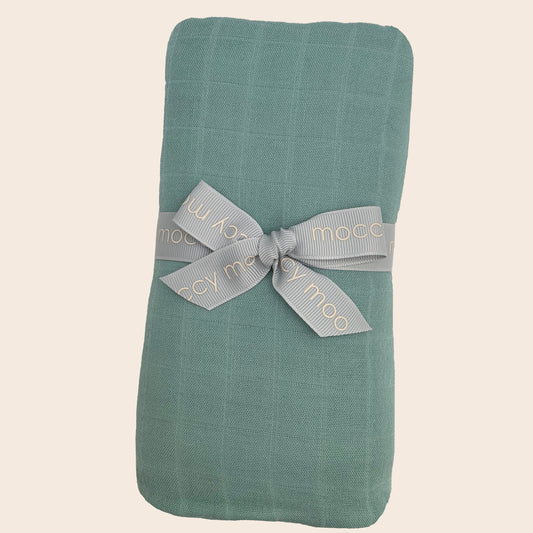 Moccy Moo - XL Bamboo Muslin Swaddle - Soft Sage