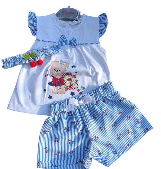 Girls Blue 3 Piece Short Set - 214507