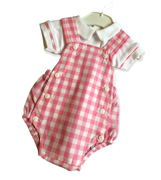 Pink gingham 2 piece romper - 21111