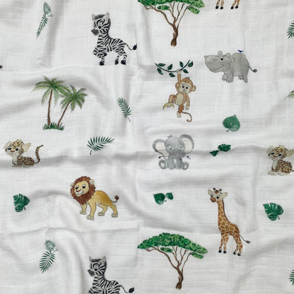 Moccy Moo - XL Muslin Swaddle - Safari Snuggles