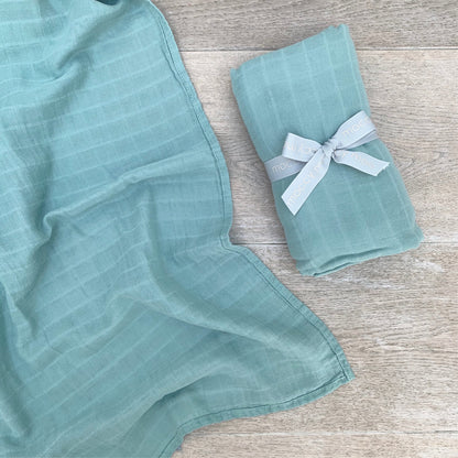 Moccy Moo - XL Bamboo Muslin Swaddle - Soft Sage